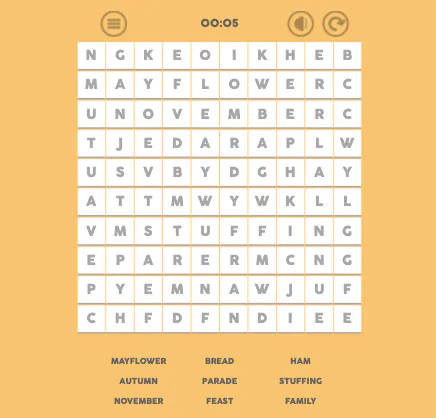 Thanksgiving Word Search - Festive Holiday Puzzle Game Online