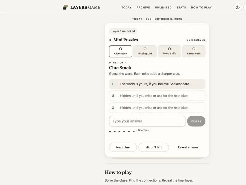Layers Game Wordle