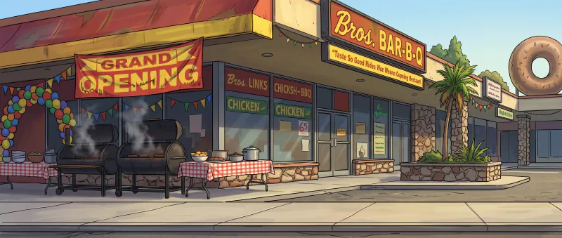Bros. BBQ Background artwork for Bros. BBQ in Friday Fighters