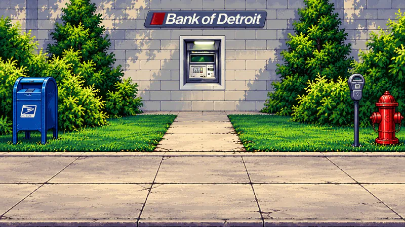 Arena background artwork depicting Bank of Detroit ATM