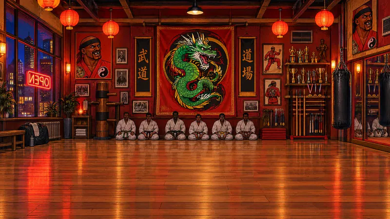 Arena background artwork depicting Dragonfly’s Dojo