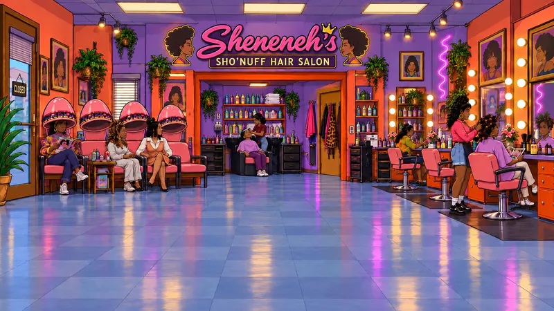 Arena background artwork depicting Sheneneh’s Salon