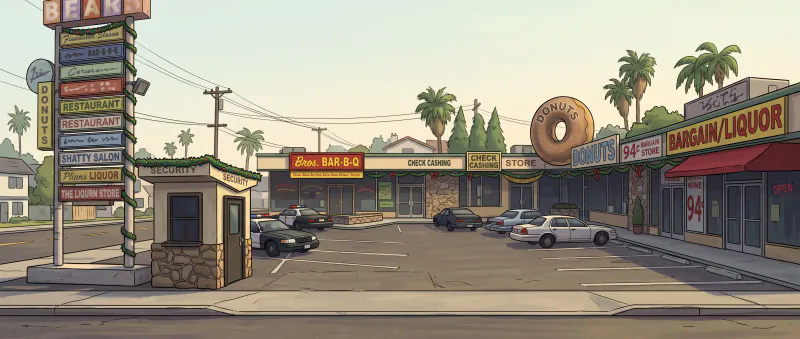 Strip Mall Parking Lot Background artwork for Strip Mall Parking Lot in Friday Fighters