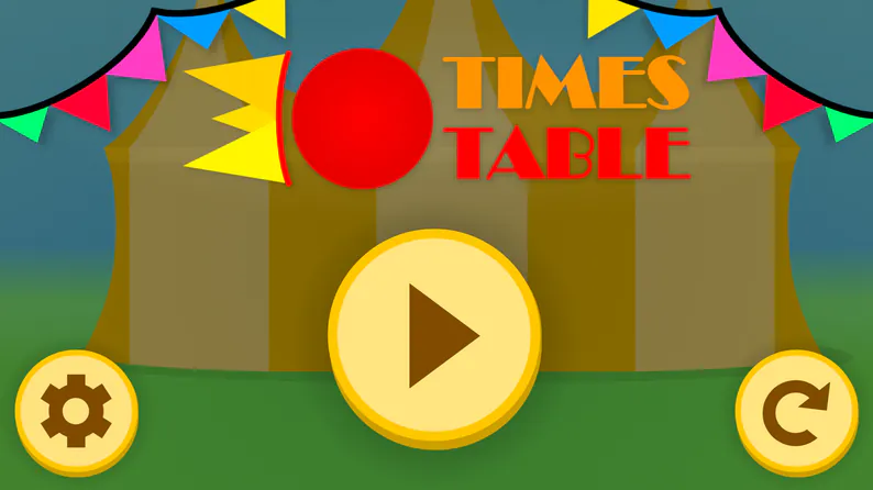 Title screen with a Play button for the 30 times table platformer