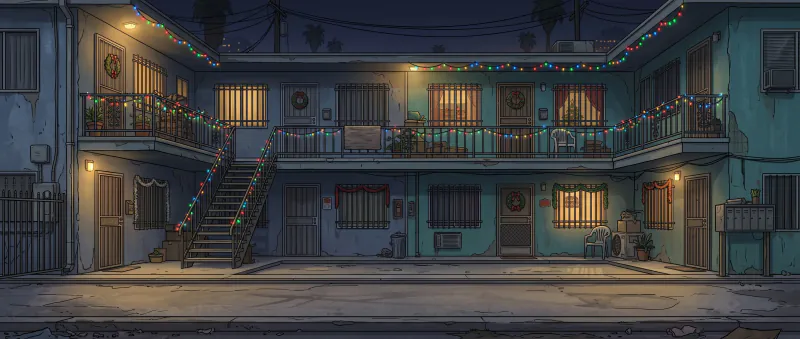 Ms. Pearly's Apartments Background artwork for Ms. Pearly's Apartments in Friday Fighters