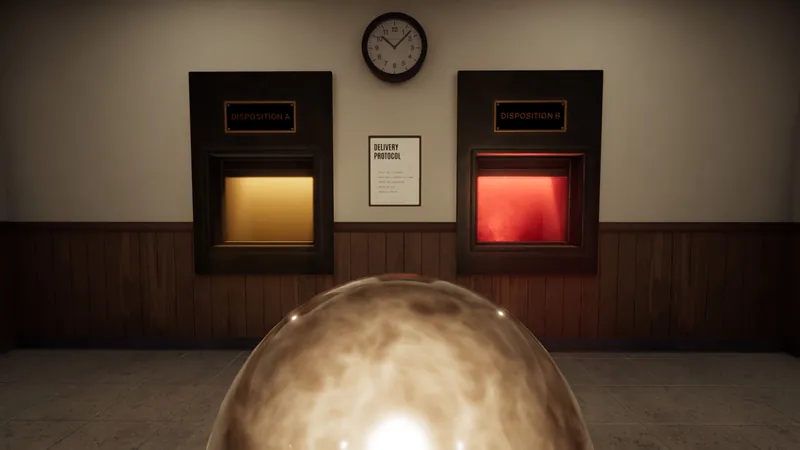 Disposition A and B A soul orb sits in front of two separate glowing verdict destinations.