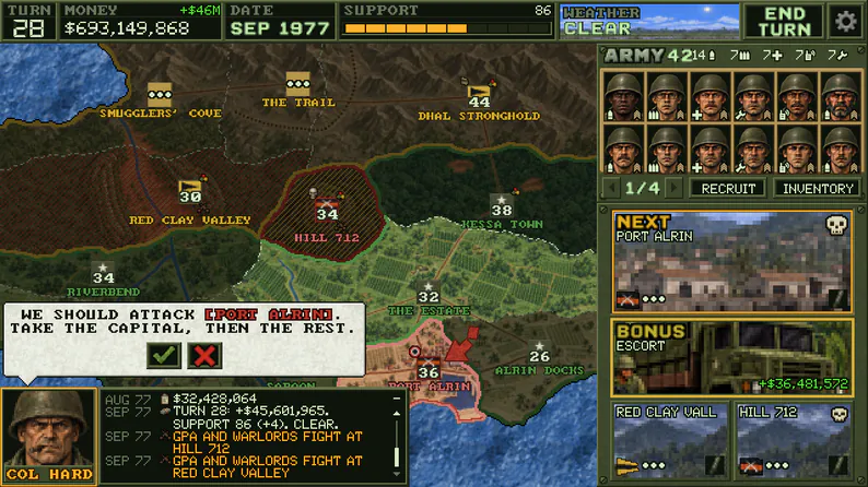 Campaign map Campaign map with territory and soldier panels