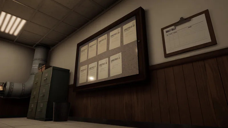 Shift directives A wall board displays multiple directives beside a daily tally sheet.