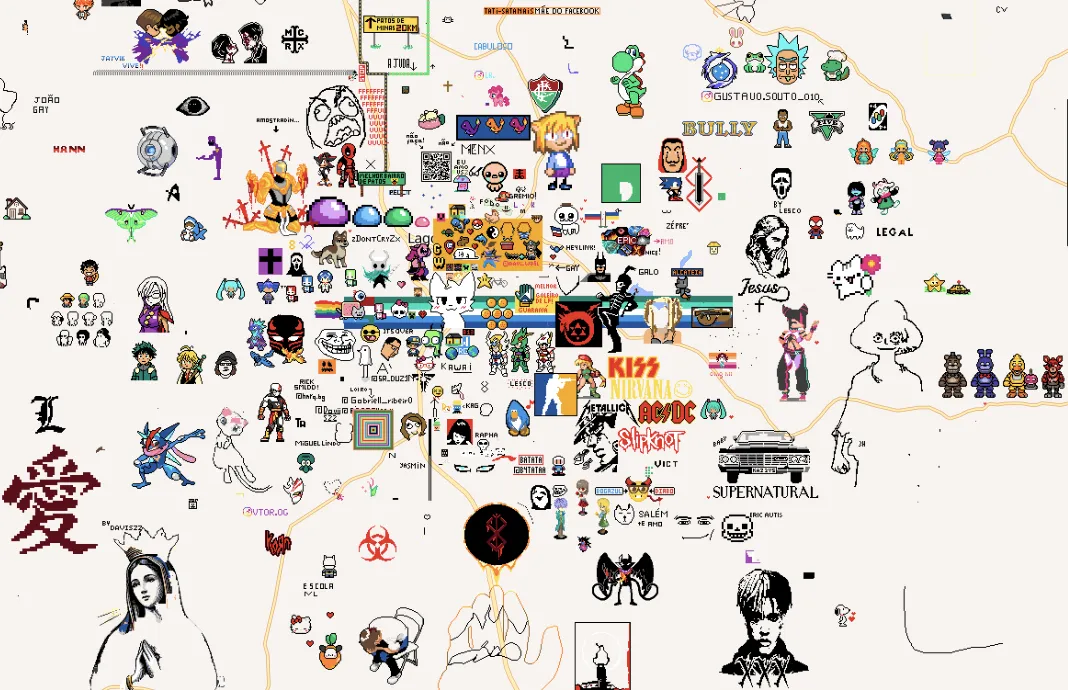 Wplace community artwork - collaborative pixel art creation screenshot